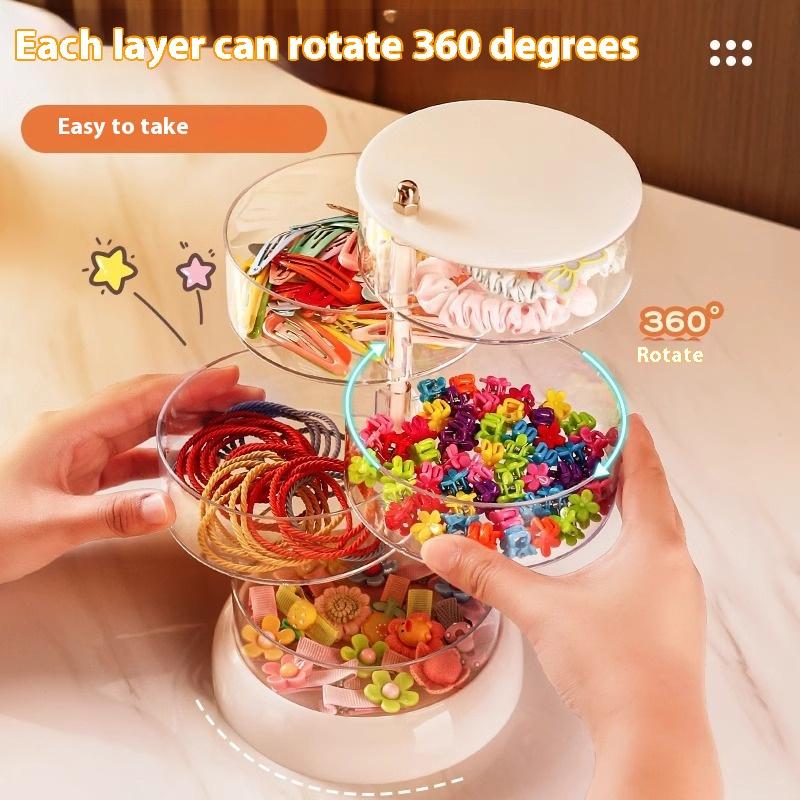 3/4/5-Layer Rotating Jewelry Organizer - Plastic Multi-Tier Storage Box, Transparent Hair Ring Display For Dressing Table