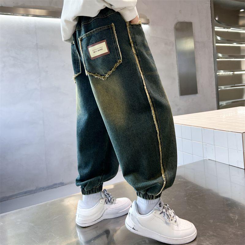 

Ретро-джинсы для мальчиков, рабочая одежда, повседневные брюки для детей, взрывные улицы, весенние и осенние сезоны 160