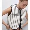 MD Spring and Summer Women's Clothing Intellectual Elegant Ol Commute Style Black and White Vertical Stripes Knitting Vest 5758676