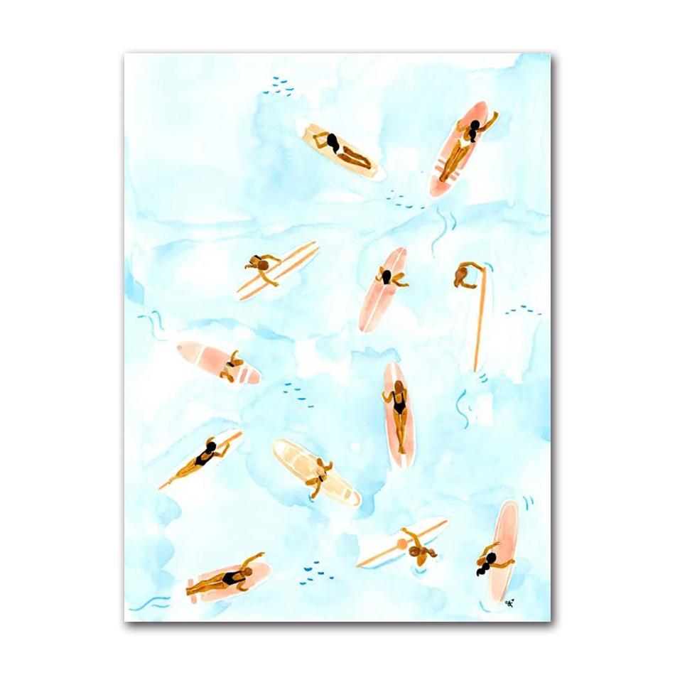 Abstract Wall Art Pool Party Fruit Plate Ladies Free Time Nordic Posters and Prints Oil Painting Living Room Decoration Pictures