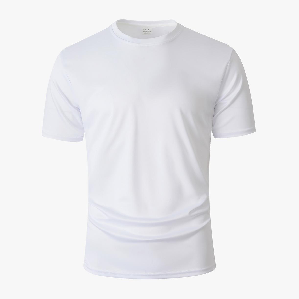Men Solid Color Crew Neck Short Sleeve Summer Casual Sports T Shirt S