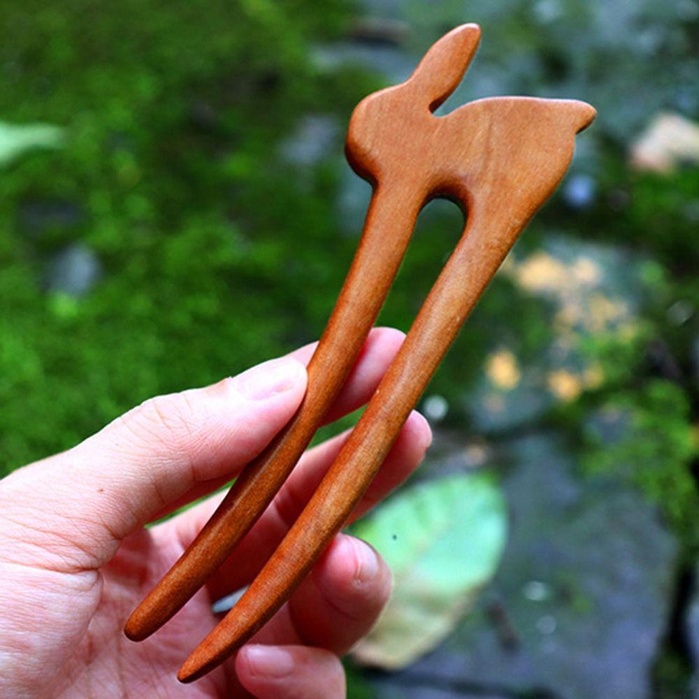 Hair Clips Hair Sticks For Girls Wooden Chinese Hair Fork Rabbit Hair Sticks Women Hanfu Hairpins