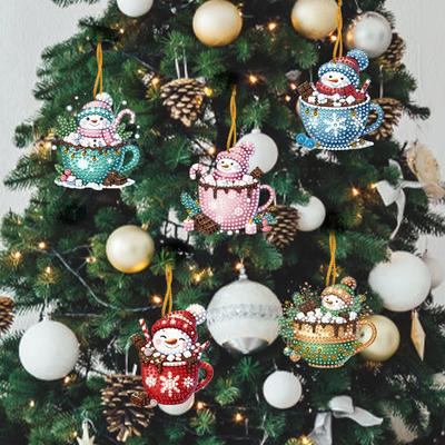 5/6Pcs Acrylic Special Shaped Christmas Theme Hanging Diamond Art Kits Rhinestone Diamond Art Window Pendants Bedroom Decoration