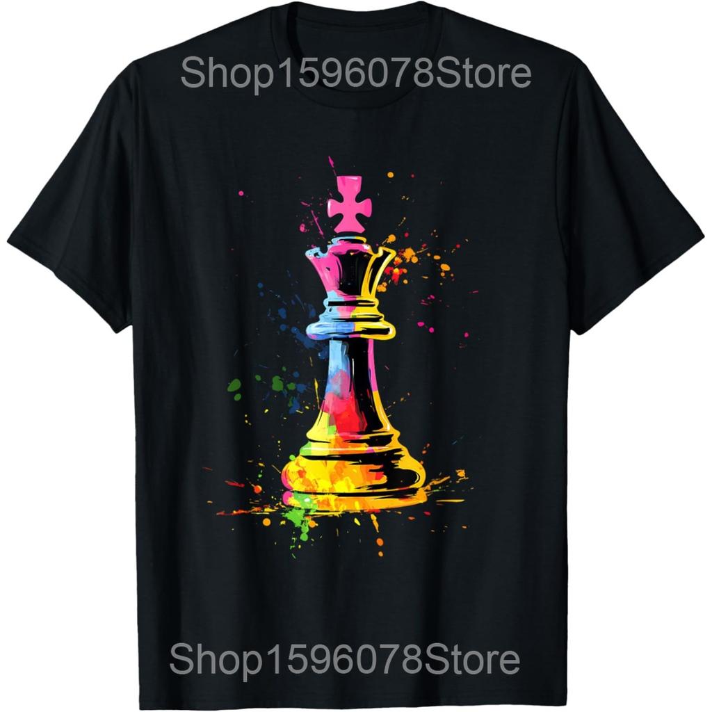 Vintage Chess Player Board Dog Cat Moon T Shirt Men Cotton Humor Streetwear Tee Shirt Short Sleeve Unisex Loose Clothing