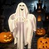 Ghost With Lanyard Halloween Pendant, Heart Hand Gesture Cloaked Messenger Statue, Luminous Eyes Glowing Light Up, Outdoor Lawn Ornament, Haunted