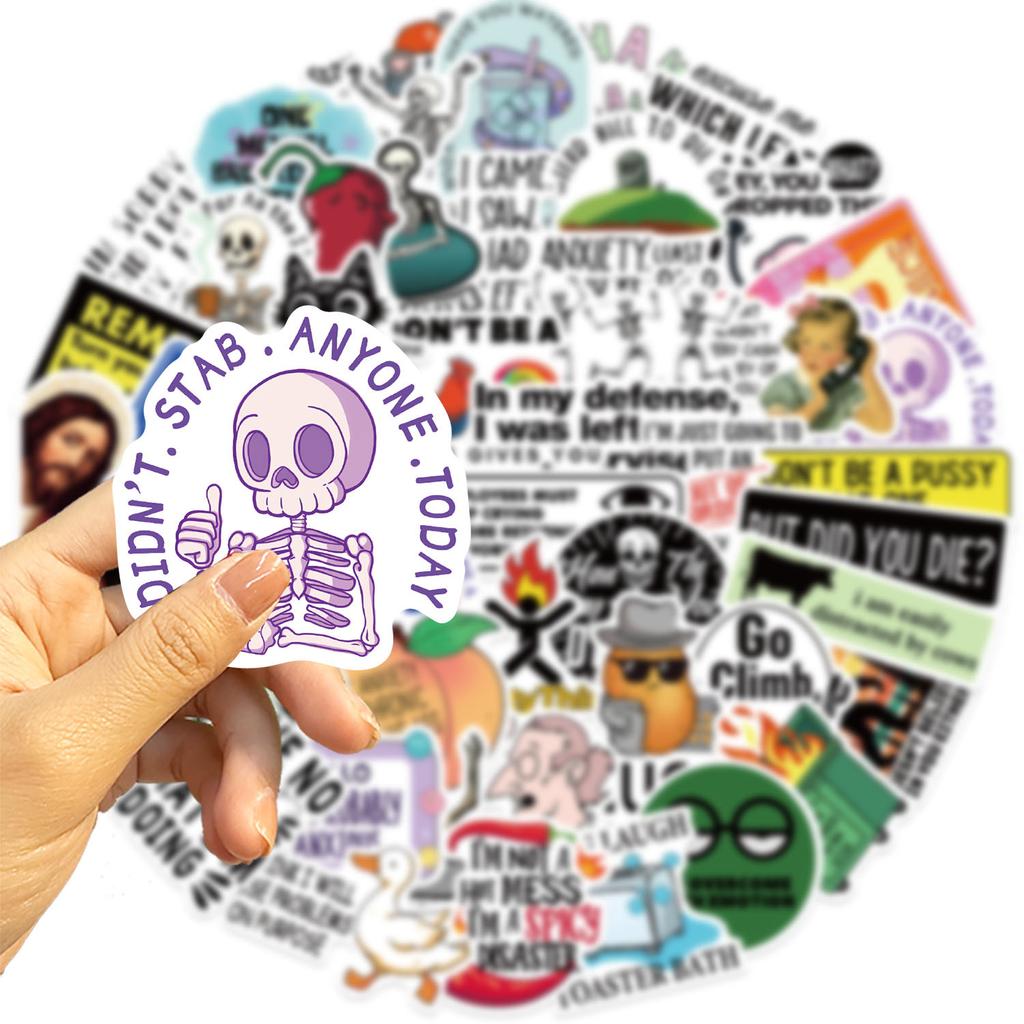 50 Cartoons Snarky MEME Doodle Stickers Decorative Guitar Notebook Suitcase DIY Waterproof