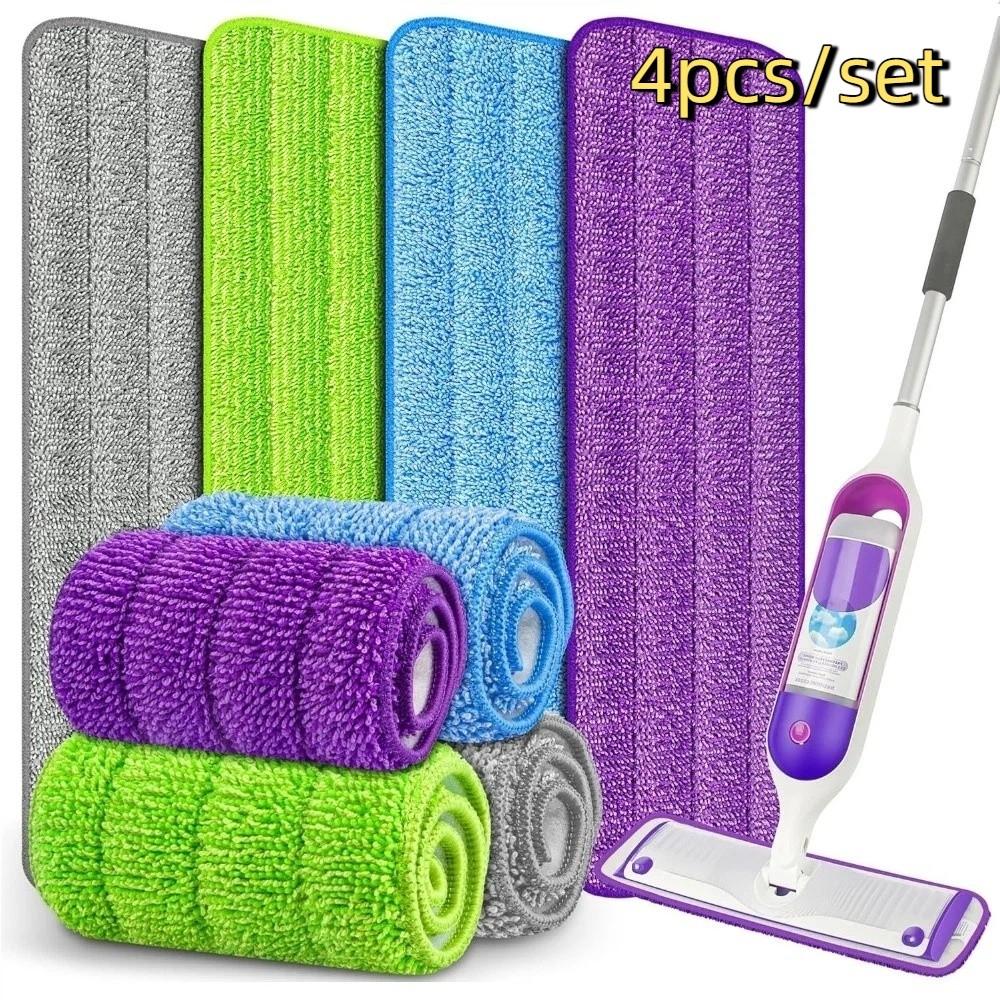 4 pieces/set Soft Microfiber Mop Pad Washable Flat Mop Cloth Spray Mop Pad Mop Head Bathroom