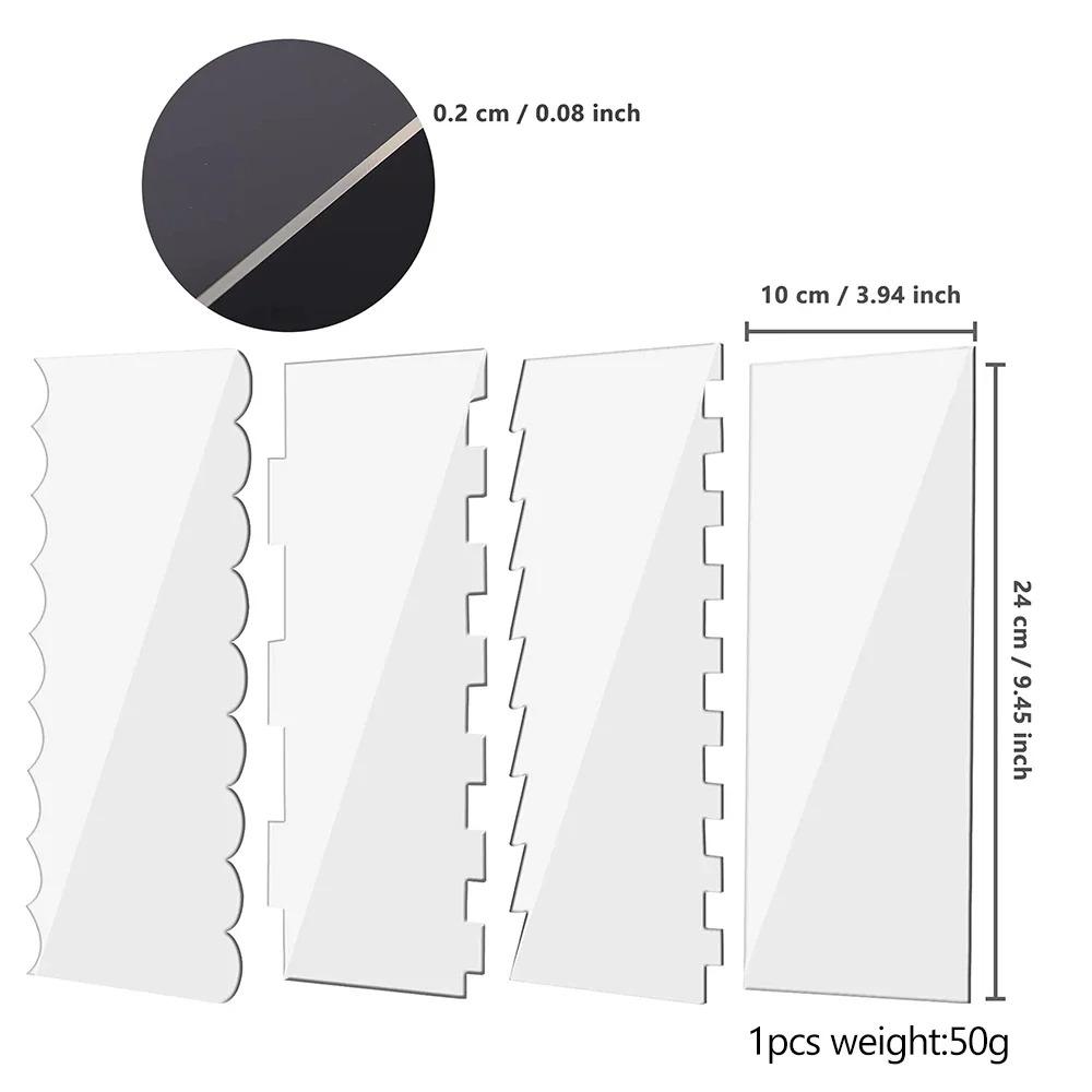 6Pack Acrylic Cake ScrapersTransparent Spatula Professional Set DIY Frosting Buttercream Decorating Combs Easy To Clean Reusable