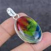 Dichroic Glass Gemstone Handmade 925 Sterling Silver Jewelry Pendant 2.17" W4Q59