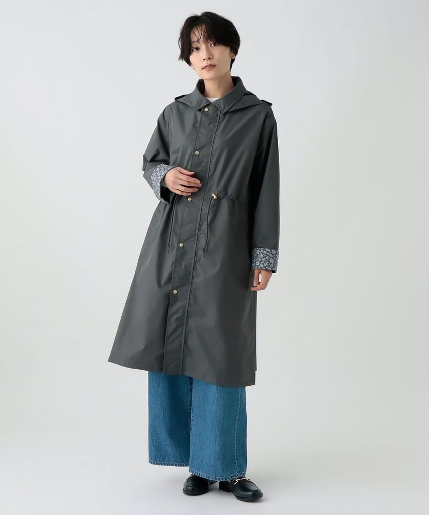 Afternoon Tea Living Stand Collar Charcoal Gray Raincoat/Poncho JK16, Raincoat,