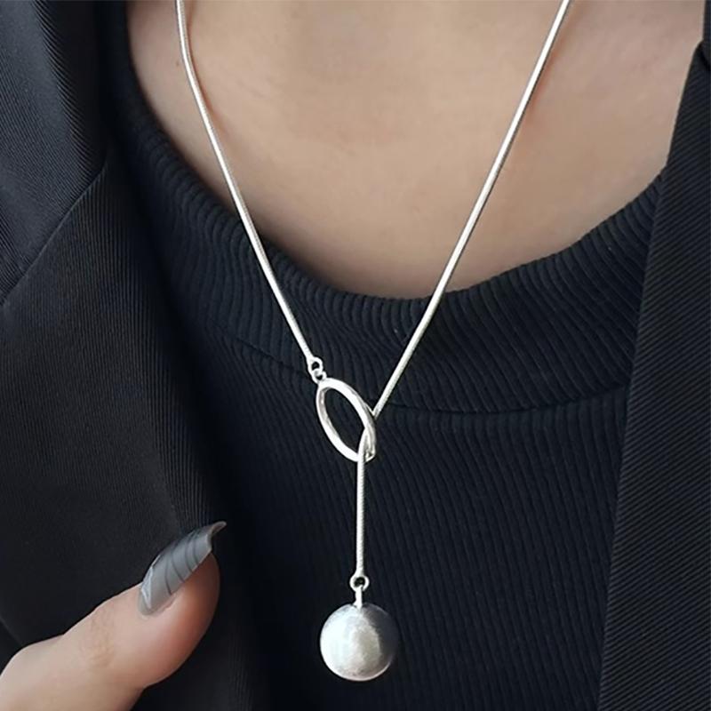 foxanry Kulatý geometrický náhrdelník s přívěskem pro ženy Dívky Vintage móda Minimalistický řetízek na svetr Narozeninová párty Šperky Dárky