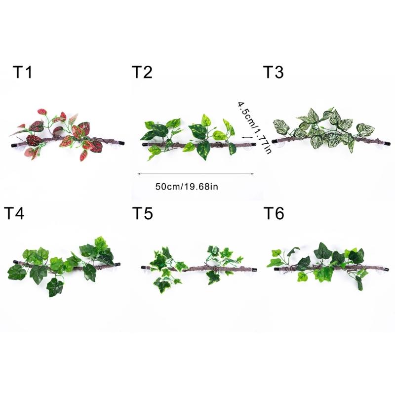 Artificial Branch for Reptiles Tanks Flexible and Safe Decoration Comfortable Environment Plant Vine with Suction Cup
