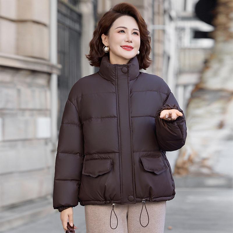 

Middle-aged women s cotton-padded clothes are versatile in winter, new fashion stand-up collar, thickened small bread jacket, and top women 4XL recommends 140-77.5kg