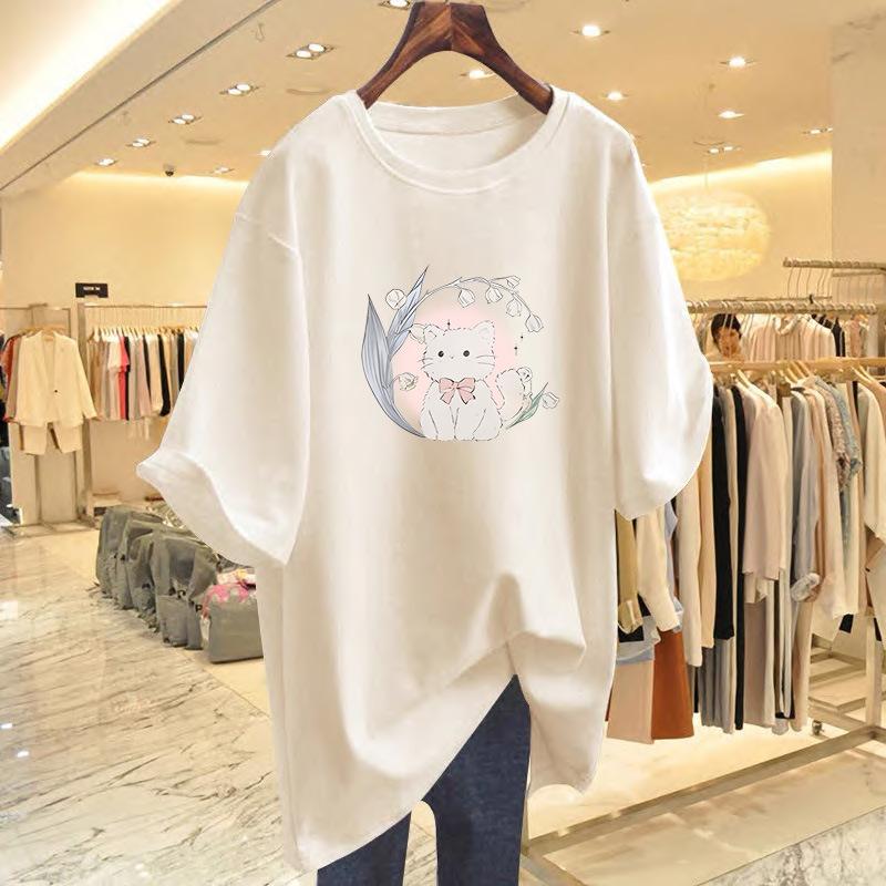New Summer Cotton Short-sleeved T-shirt Women's Summer New Cartoon Printed Bottoming Shirt Top