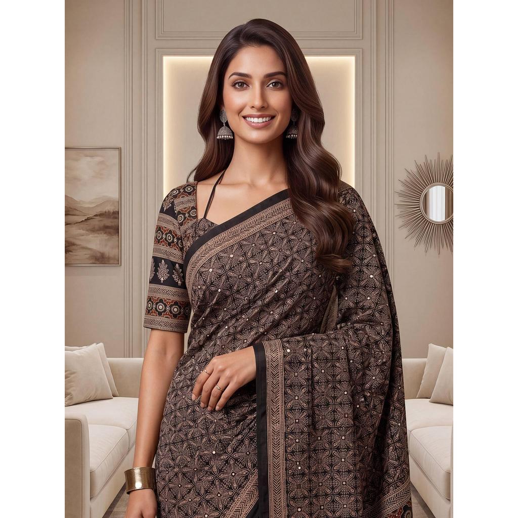 New Launch Ajrak Print Designer Saree Collection