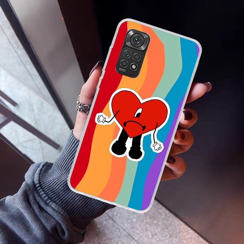 Bad Bunny Herz Handyhülle Für Xiaomi Redmi Note 15 14 14S 13 12S 12 Pro Plus 11S 11 10S 10 4G Hülle 11E 11T 5G Druck Fundas Rot