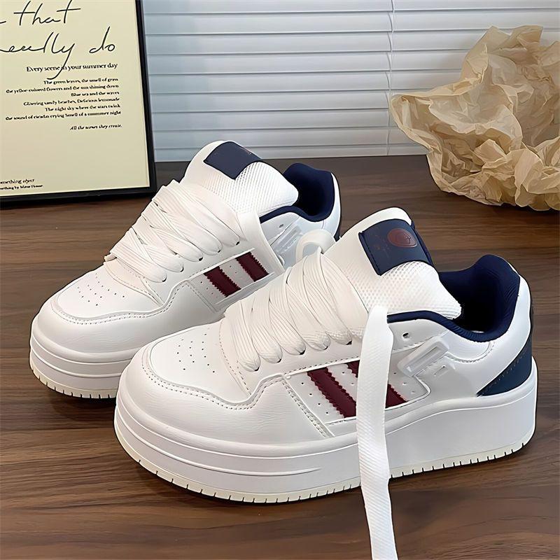 

Бордовые платформенные туфли, маленькие белые туфли, женские легкие, с круглым носком, студенческие, универсальные, для юбки, увеличивающие рост, парные кеды на платформе 40