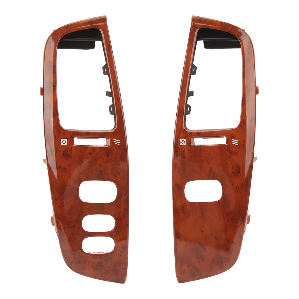Dashboard Air Vent Wooden Grain Dash Left Right Air Outlet Kit with Frame Panel for Land Cruiser FJ100 1998‑2007