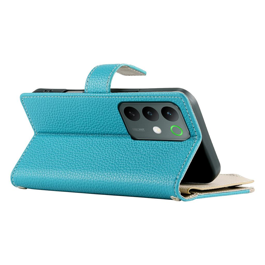 For Realme C85 5G Case Zipper Wallet Color Splicing Leather Flip Phone Cover with Straps
