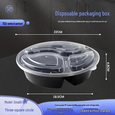 Jednorázový kulatý obědový box se 3 přihrádkami