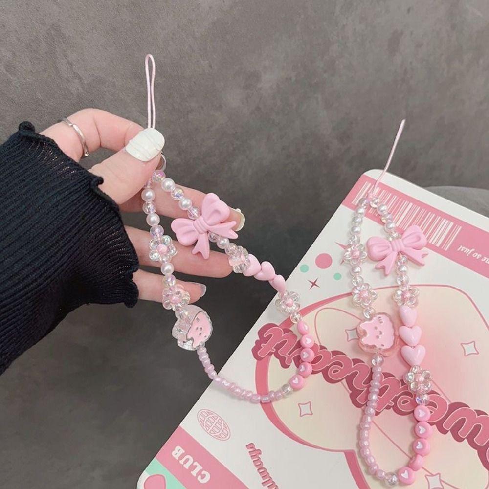 Cartoon Butterfly Bow Phone Chain Candy Colored Phone Wrist Strap Bag Pendant  Phone Accessories