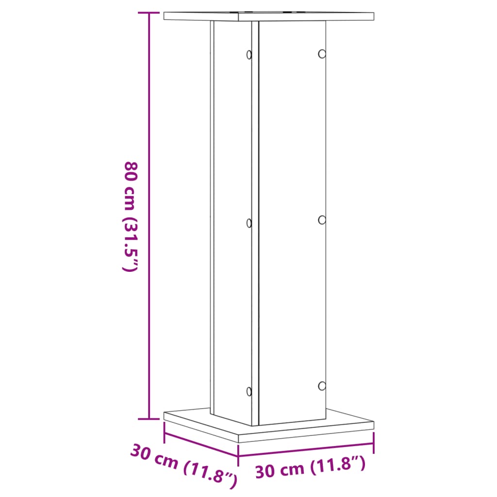 Speaker Stands (2 Pcs) Concrete Grey 30 X 30 X 80 Cm Engineered Wood