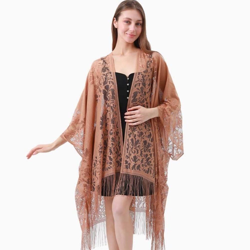 Breathable Lace Hollow Flower Shawl Sunscreen Seaside Vacation Cloak  For Gift