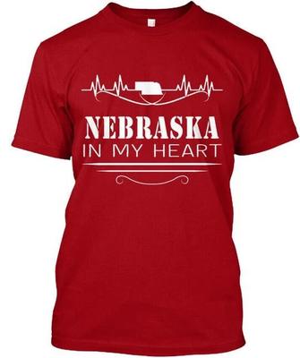 Nebraska In My Heart - TTshirt Made In the USA Size S To 5XL