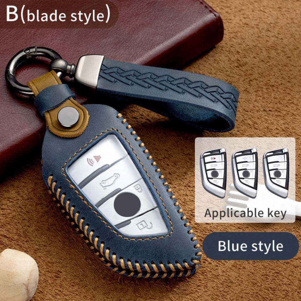 Leather Car Key Case Smart Remote Fob Protector Cover Keychain Holder for BMW 1 2 3 4 5 6 7 Series X1 X2 X3 X4 X5 X6 X7 GT M5 M6