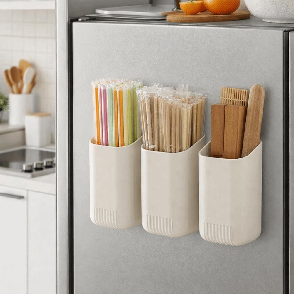 Punch-free Magnetic Storage Box Plastic Wall-mounted Storage Box Drinking Straws Dispenser  Cabinet