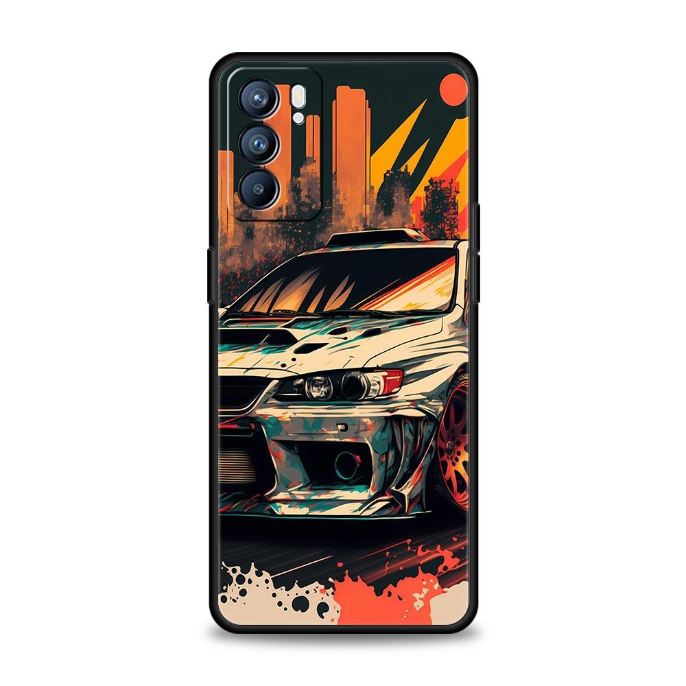 Sports Car JDM Tokyo Drift Case For Oppo Find X6 Pro X5 A54 A53 A52 A9 A15 A95 A17 A16 A76 A74 A57 Reno7 Reno6 Pro Plus 5G Cover