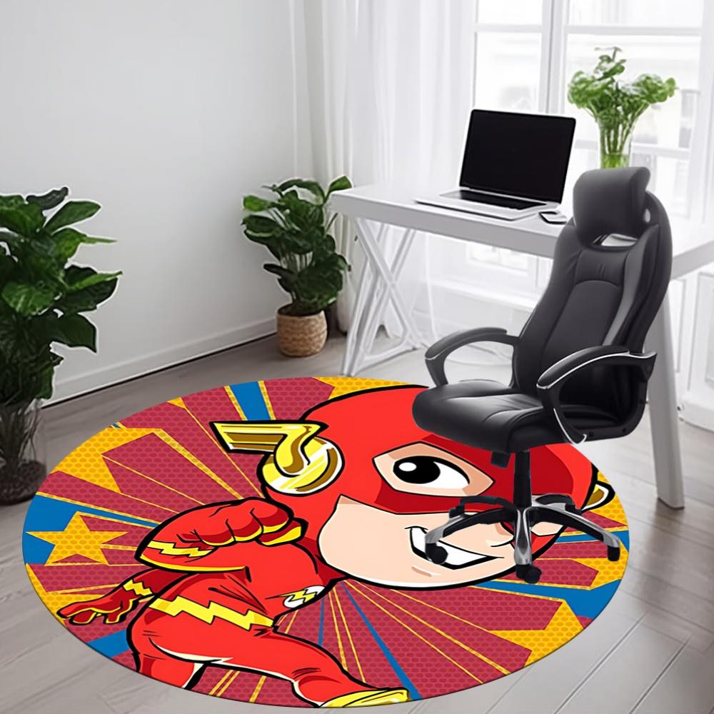1pc Superhero Flash Office Round Area Rug, Under Office Chairs Bedroom Living Room Home Decor, Room Deco, Available in Various Sizes