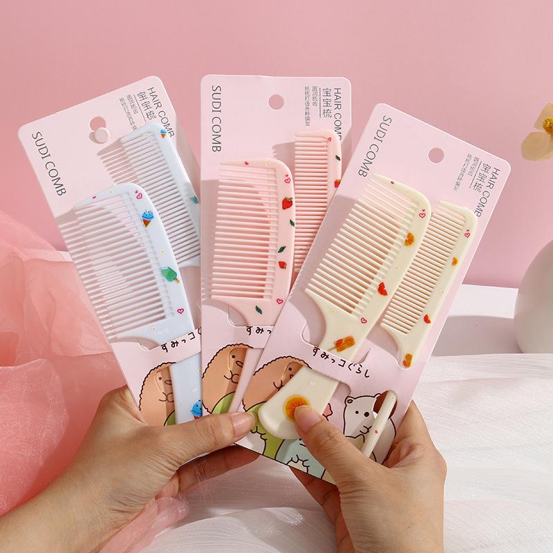 2Pcs Kids Hairdressing Comb Anti-Static Pointed Tail Combs For Girls Children Cute Strawberry Fruit Women Hair Comb Styling Tool