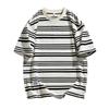 Sailor Style Japanese Striped Cotton Short Sleeve Men's T-Shirt: Loose Fit for Couples & Teens