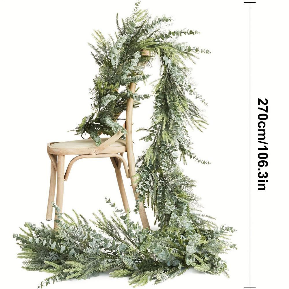 270/180cm Christmas Garland Realistic Winter Christmas Soft Thick Green Indoor Outdoor Greenery Garland for Home Mantel Table