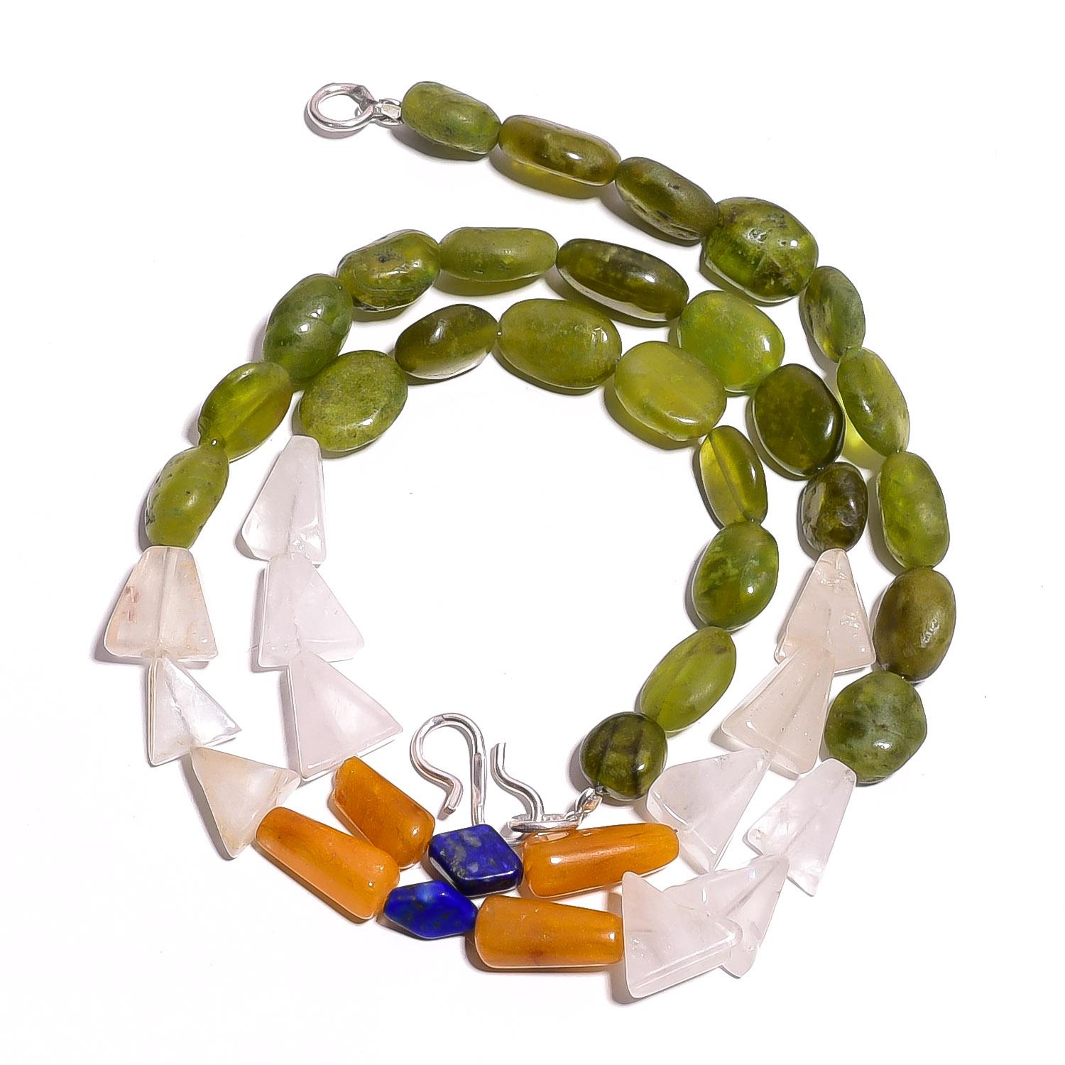 

Natural Vasonite Rose Quartz Aventurine Gemstone Beads Necklace 17 UB-4080 UB-4080