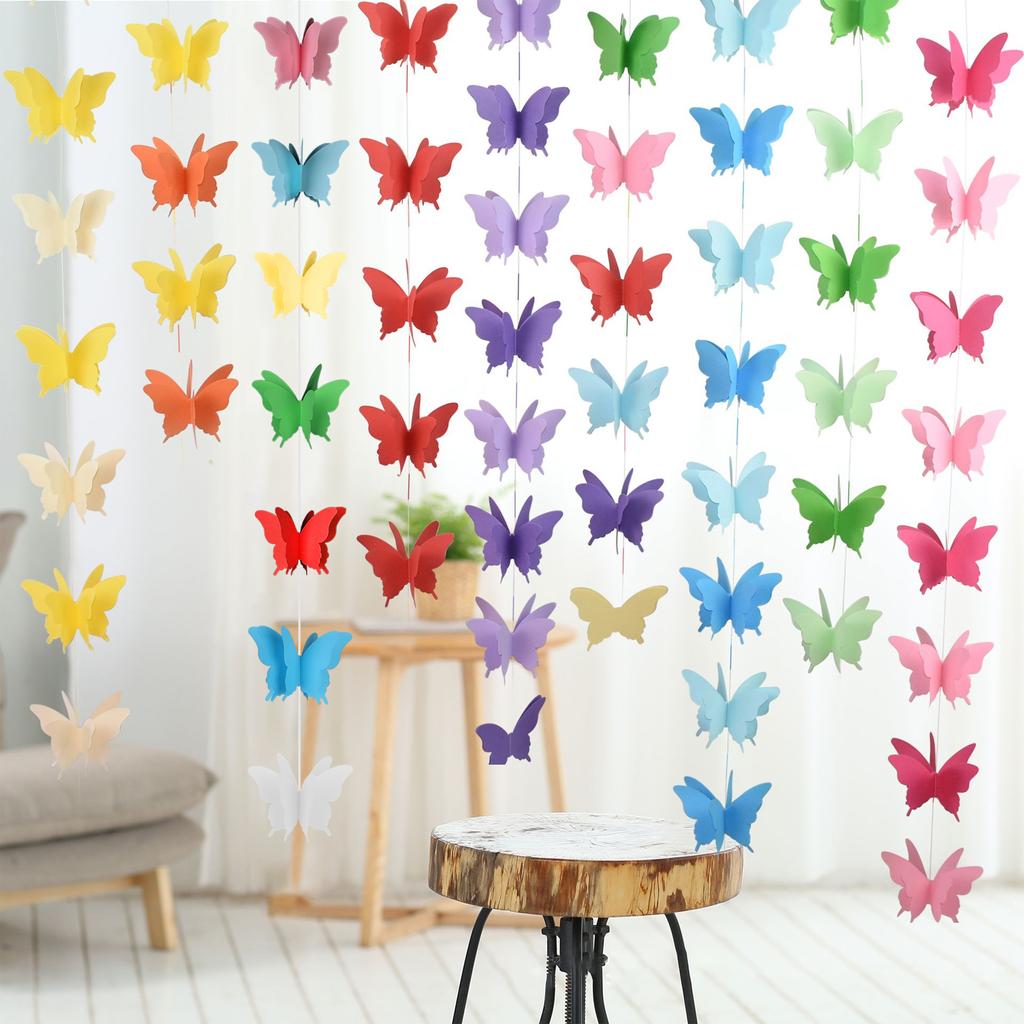 Romantyczna i przyciągająca wzrok girlanda z motyli do dekoracji przyjęcia weselnego, dekoracja na przyjęcie urodzinowe