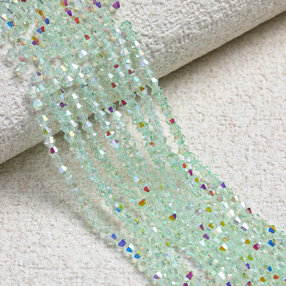 1 Strip 4mm Shiny Crystal Beads Bicone Beads 80pcs Glass Beads Loose Spacer Beads for Bracelet DIY Jewelry Making