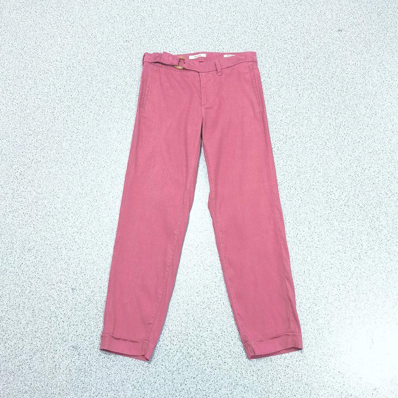 

Linen + Tencel Summer Super Plaid Cool Pure Color Mid-High Waist Casual Pants Linen Pants Straight Simple Pants for Women Purple pink 26
