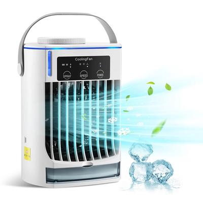 Przenośny Klimatyzator 3-biegowy Cichy Wentylator Biurkowy USB z Nawilżaczem Silny Wiatr LED Lampka Nocna Zimna Klimatyzacja