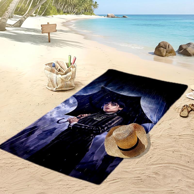 Wednesday tv Printed Quick Dry Beach Towel Super Absorbent Soft Lightweight Bath Towel for Pool Summer Travel