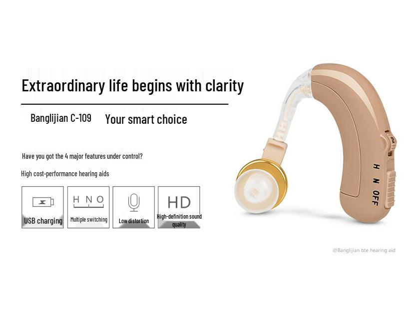 Banglijian USB Rechargeable Hearing Aid for Seniors - Chinese-English Sound Amplification for Deafness & Tinnitus