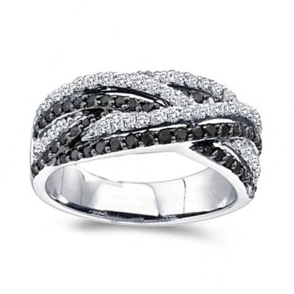 

New Creative Black/White Twist Line Design Women’s Finger-ring for Party Daily Wear Fashion Versatile Zircon Drop Shipping 6