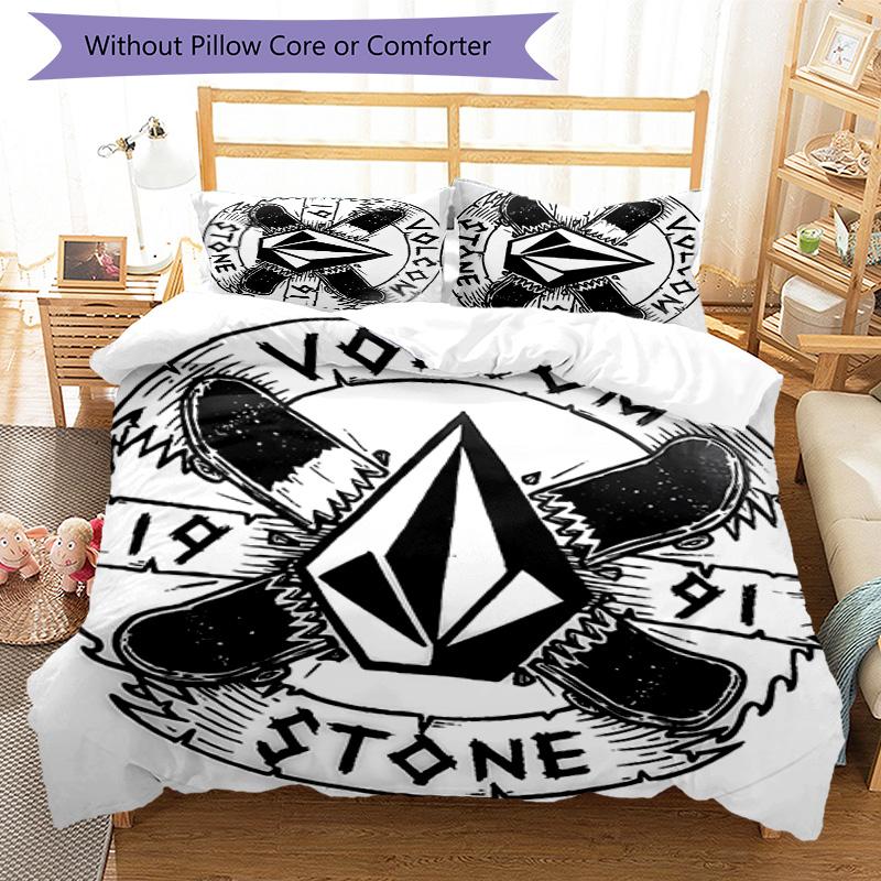 3pcs V-VOLCOM LOGO3 pattern bedding set duvet cover set includes duvet cover &pillowcases, perfect all season bedroom decoration & gift