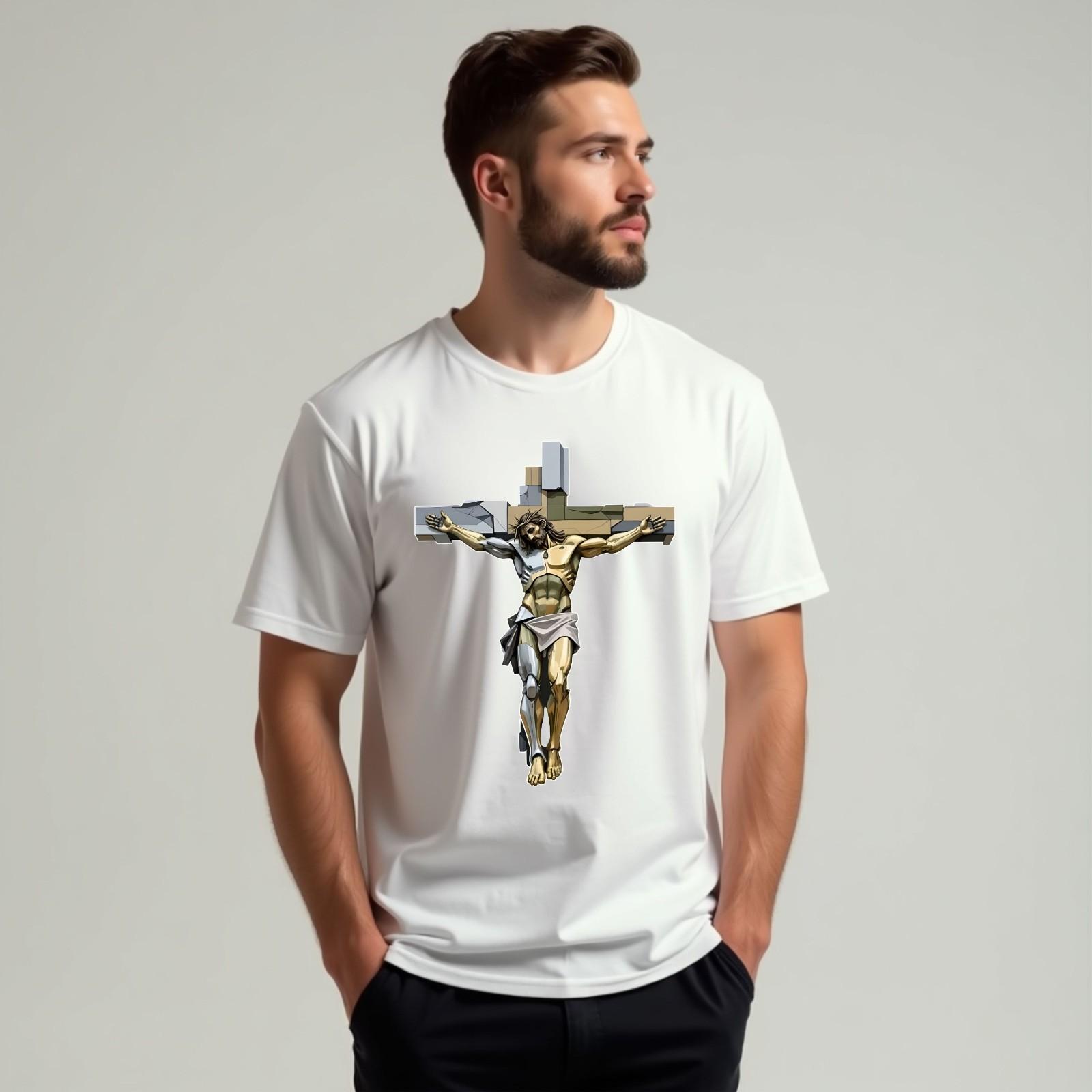 Jesus Christ Crucifix T-Shirt Christian Religious Catholic Faith Top Church Tee S
