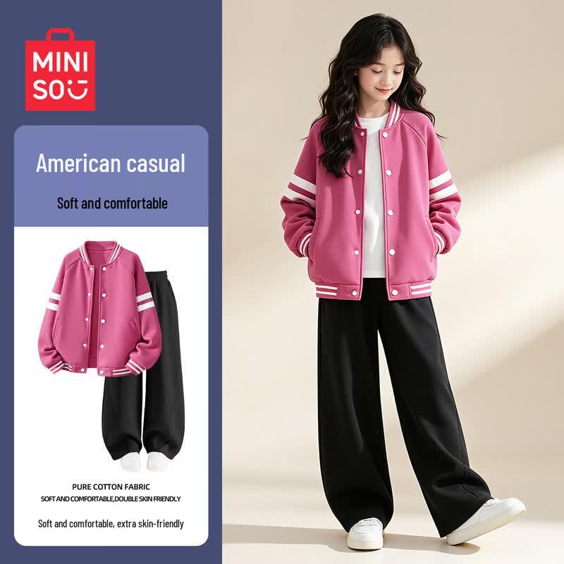 MINISO Girls' Stylish Long Sleeve Top & Pants Set