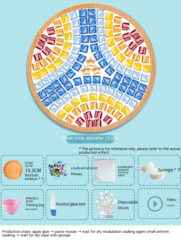Bamboo Mosaic DIY Coasters Handmade Creative Material for Cup Tableware Mat Tray Placemat Mosaic Crystal Craft Tool Kit Kid Gift