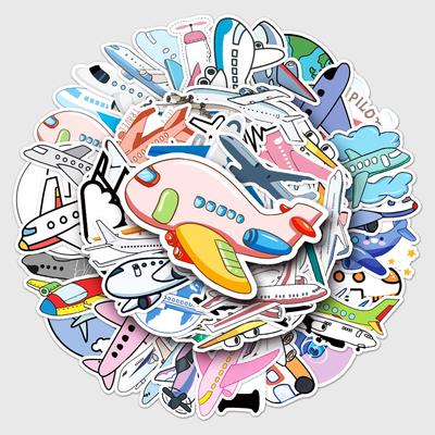 50 Cartoon Airplane Graffiti Stickers for Suitcases & DIY Phone Cases - Waterproof & Cute for Kids