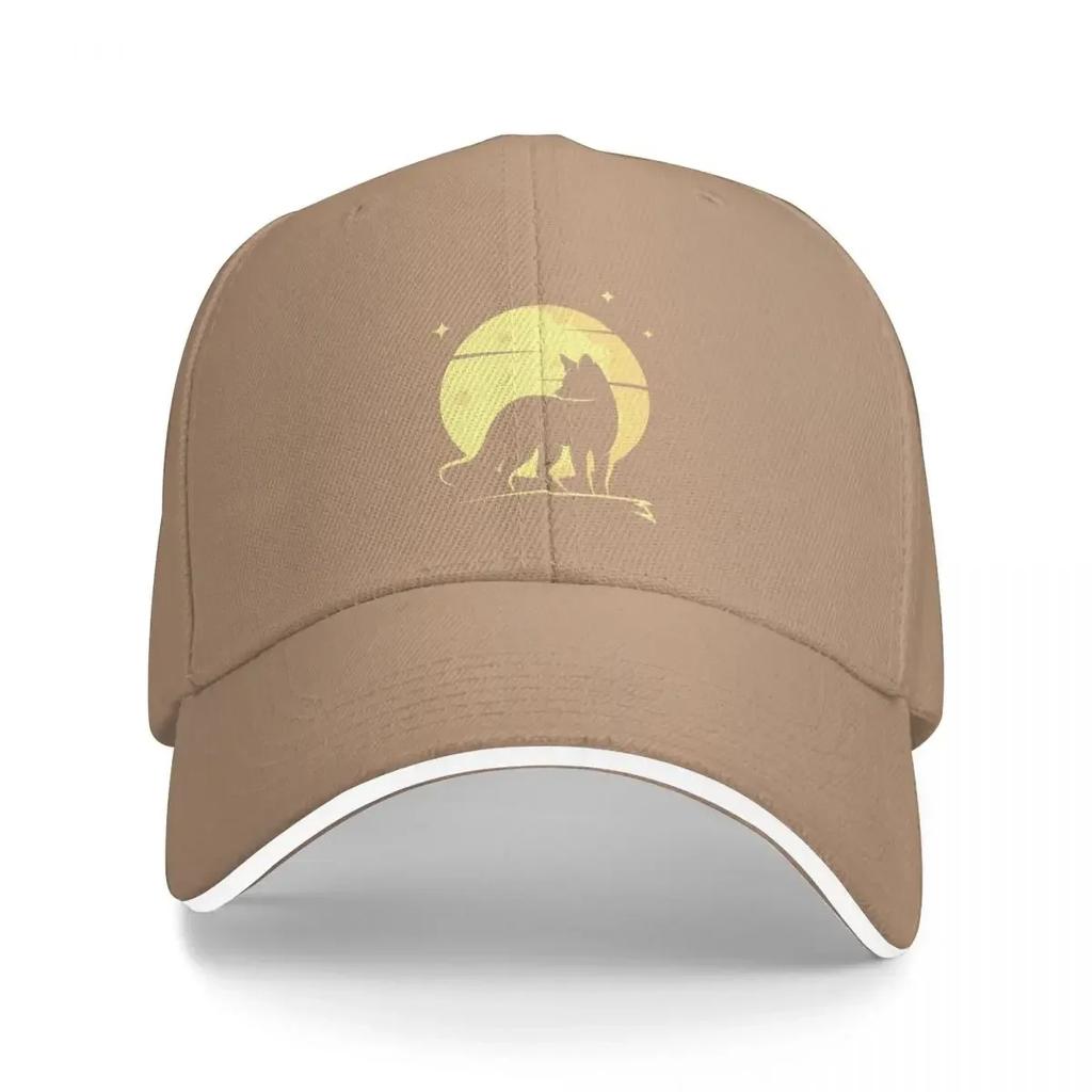 Fox Silhouette with a Full Moon Baseball Cap Streetwear Birthday Military Tactical Cap Men's Baseball Women's