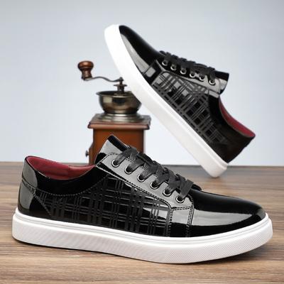 New Shoes for Men Patent Leather Business Casual Shoes Trend Flat Skateboard Shoes Street Cool Sneakers